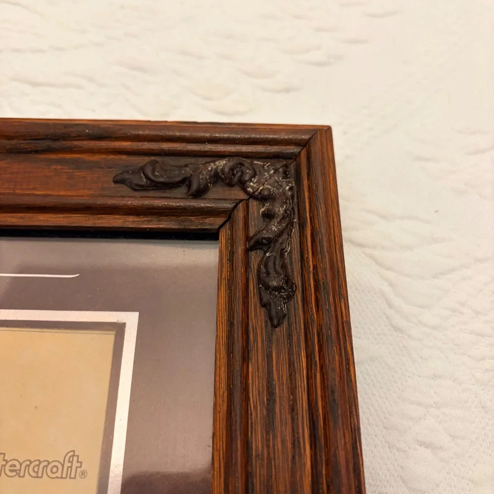 Intercraft Solid Wood Double Picture Frame Dark Oak Ornate Matted 2.25x3.25